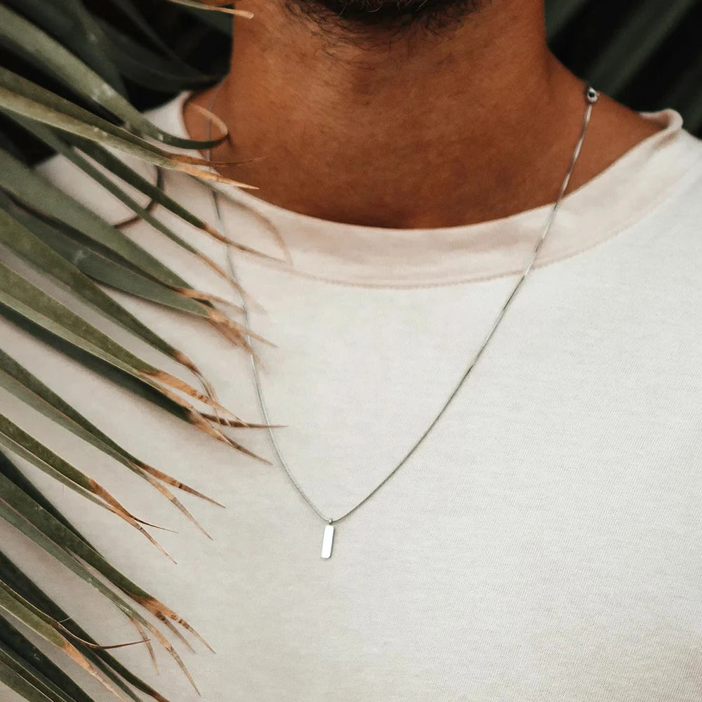 שרשרת לגבר - SQUARE PENDANT NECKLACE