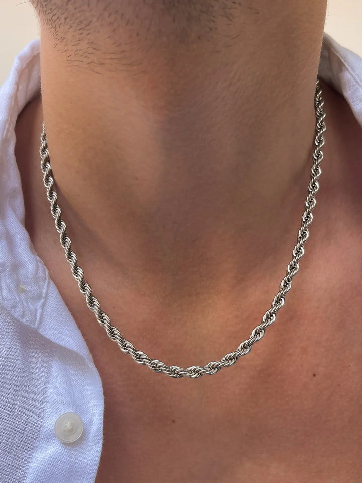 שרשרת לגבר - ROPE CHAIN 5MM SILVER