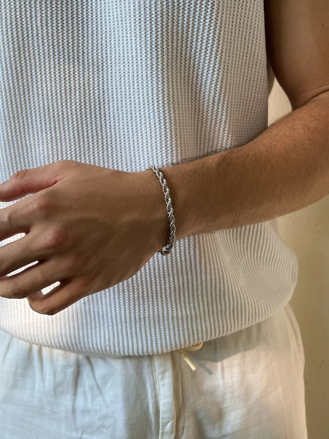 צמיד לגבר - ROPE BRACELET 5MM | SILVER