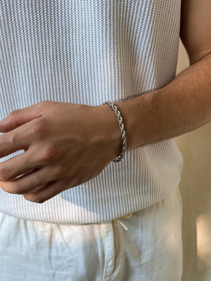 צמיד לגבר - ROPE BRACELET 5MM | SILVER