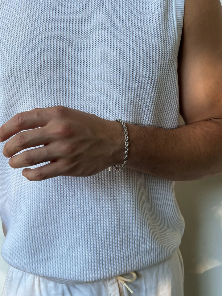 צמיד לגבר - ROPE BRACELET 5MM | SILVER