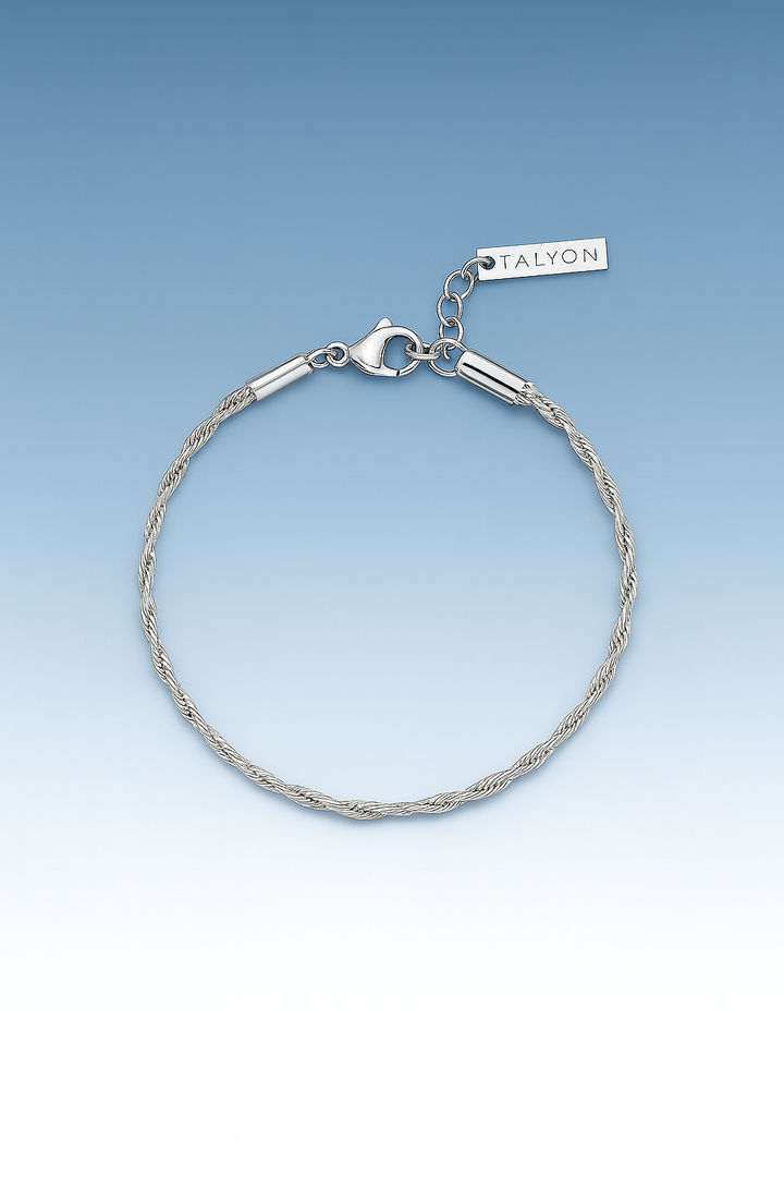 צמיד לגבר - ROPE BRACELET 3MM | SILVER