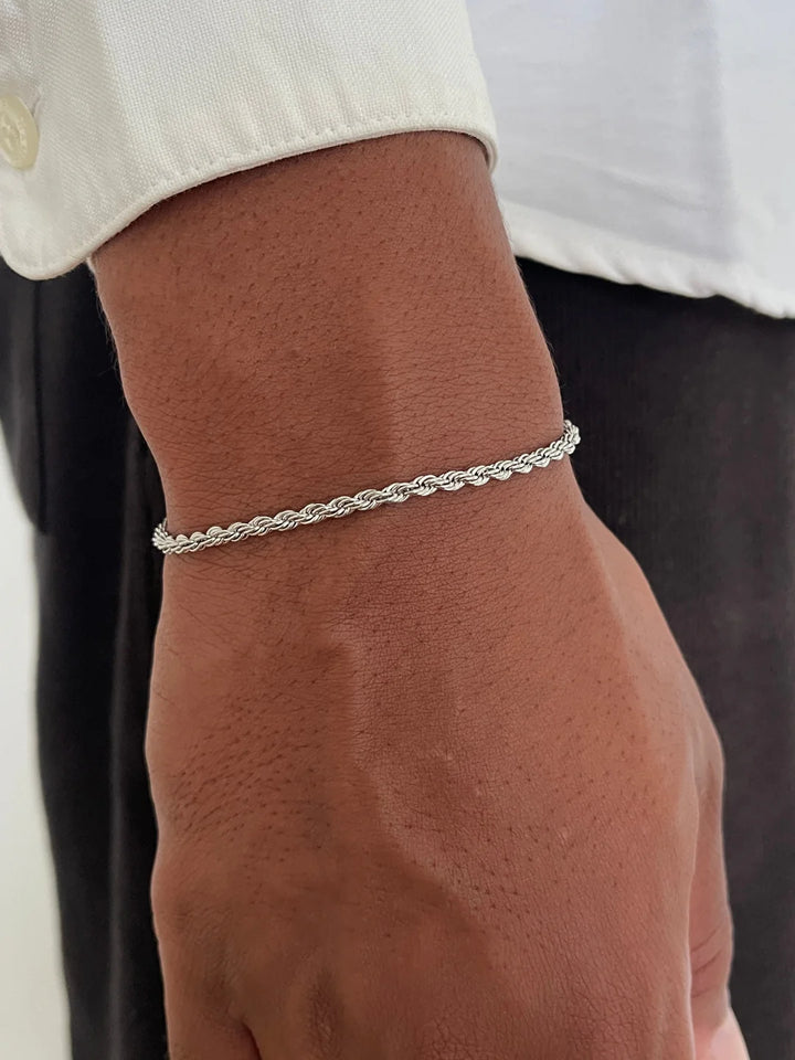 צמיד לגבר - ROPE BRACELET 3MM | SILVER