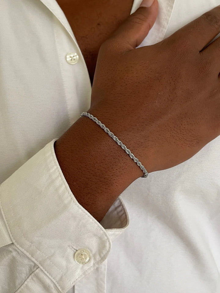 צמיד לגבר - ROPE BRACELET 3MM | SILVER
