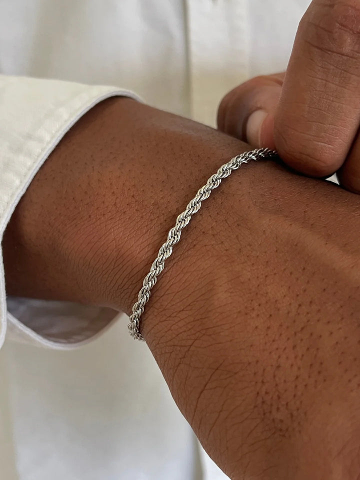 צמיד לגבר - ROPE BRACELET 3MM | SILVER