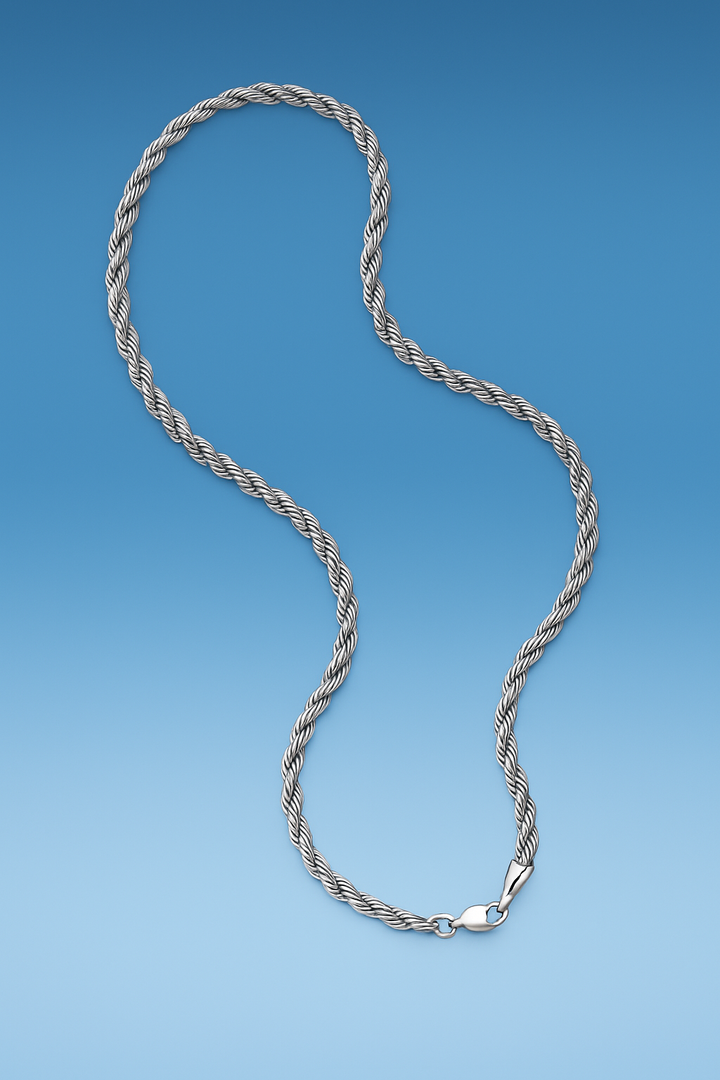 שרשרת לגבר - ROPE CHAIN 5MM SILVER