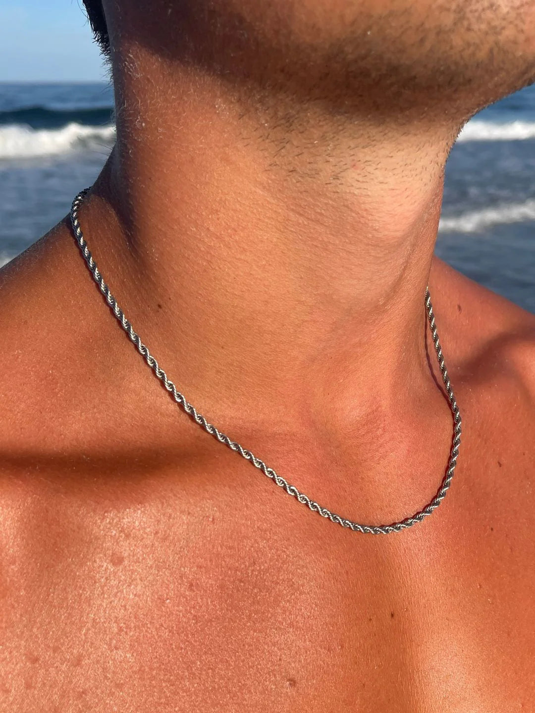 שרשרת לגבר - ROPE CHAIN 3MM SILVER