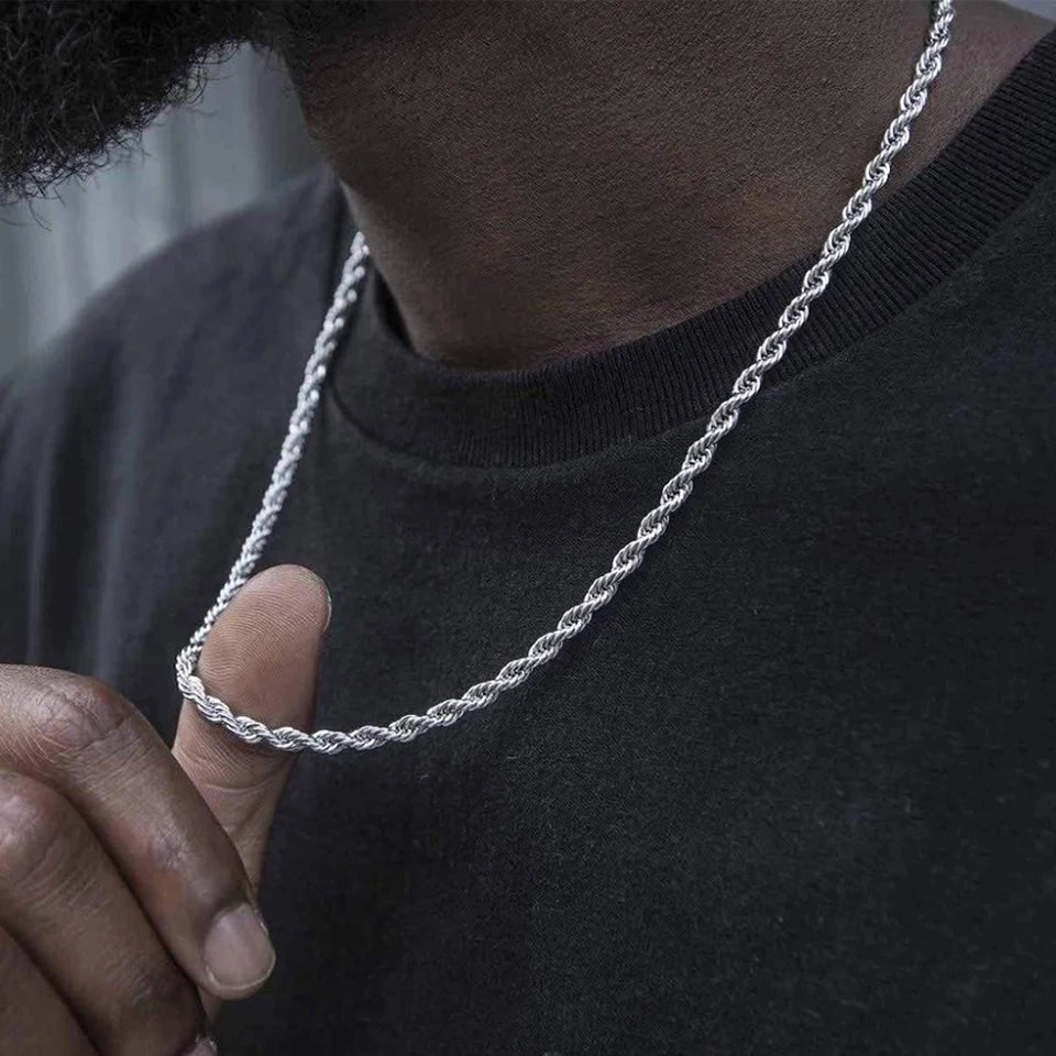 שרשרת לגבר - ROPE CHAIN 3MM SILVER