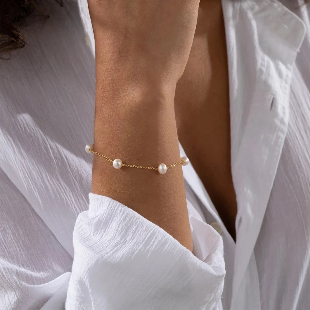 צמיד לאישה - PEARL BRACELET SILVER