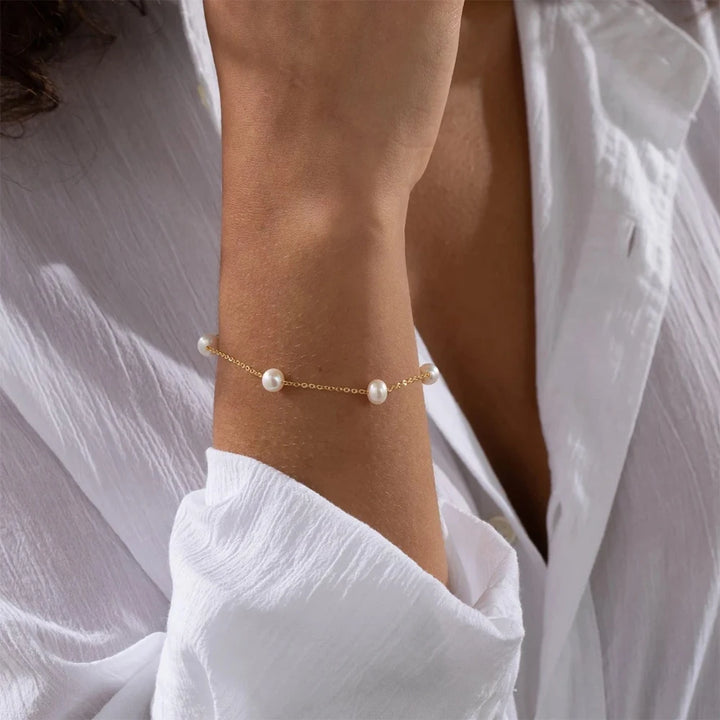 צמיד לאישה - PEARL BRACELET SILVER