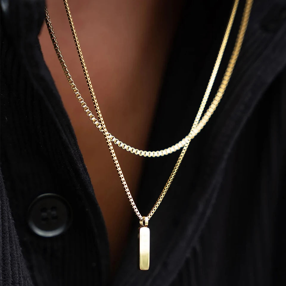 שרשרת לגבר - BOX PENDANT | GOLD