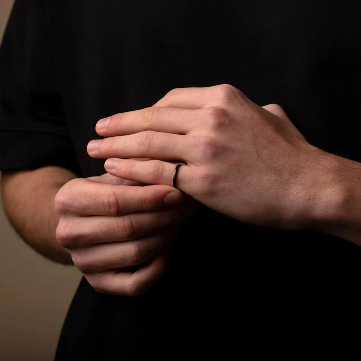 טבעת לגבר - BLACK MINIMAL CLASSIC RING