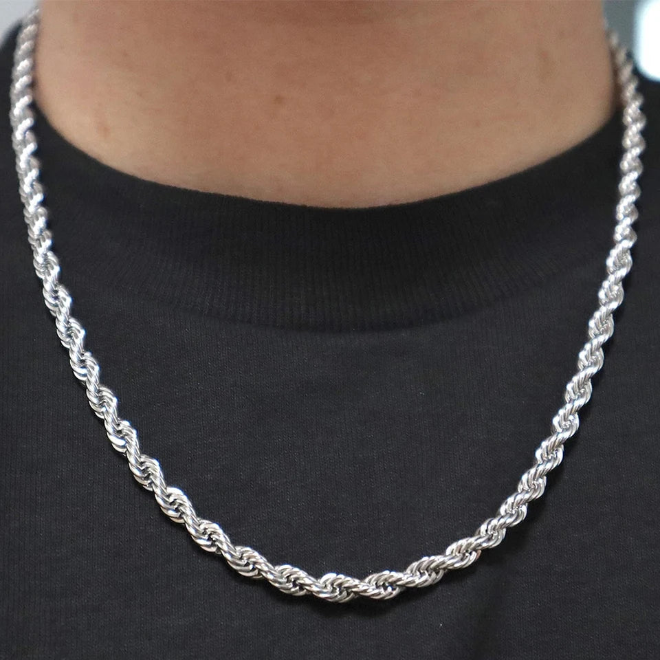 שרשרת לגבר - ROPE CHAIN 3MM SILVER