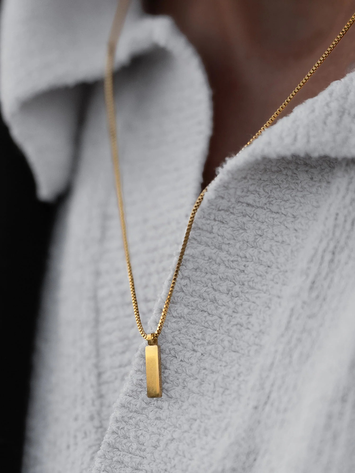 שרשרת לגבר - BOX PENDANT NECKLACE