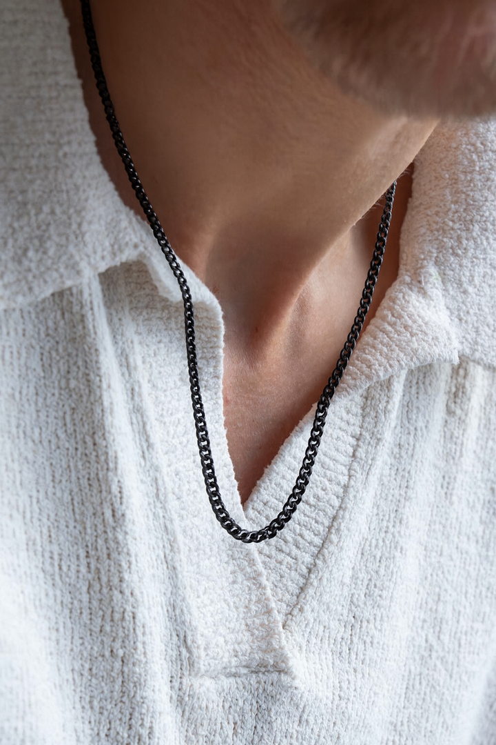 שרשרת לגבר - BLACK CUBAN NECKLACE